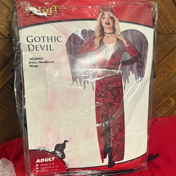Spirit Halloween Adult Gothic Devil Costume includes Face Jewels and choker -L - Picture 14 of 14